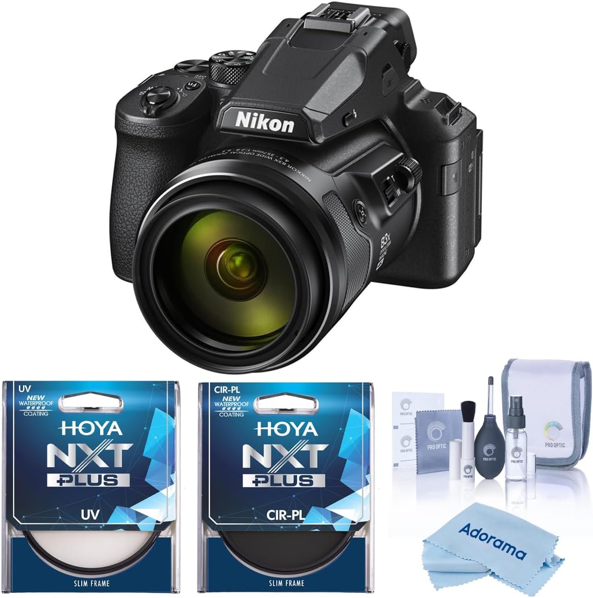 Nikon COOLPIX P950 Digital Camera, Bundle with Hoya NXT Plus 67mm HMC UV Filter, Hoya NXT Plus, 67mm HMC Circular Polarizer Filter, Cleaning Kit, Microfiber Cloth