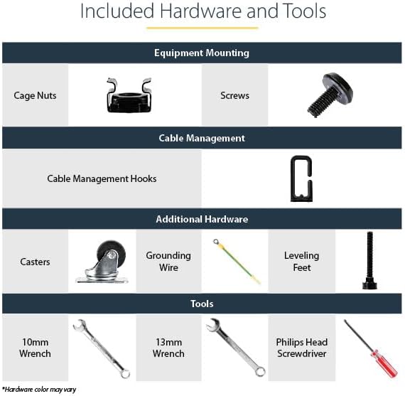 StarTech.com 4-Post 25U Mobile Open Frame Server Rack, 19in Network Rack with Wheels, Rolling Rack for Computer/AV/Data/IT Equipment - Casters, Leveling Feet or Floor Mounting (4POSTRACK25U)