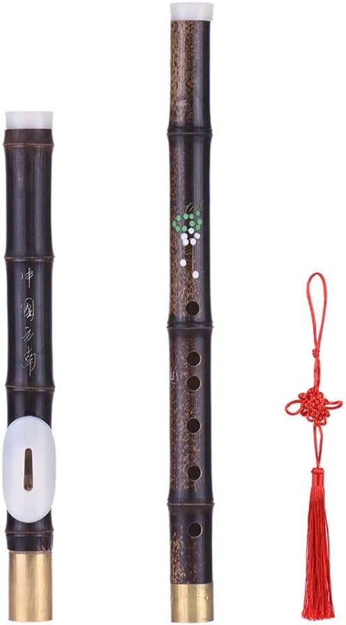 Flute 、Detachable Natural Black Bamboo Flute Wind Instrument G F Key Beginner Music Lovers Flute C Flute Musical Instrument (Size : G Tone)