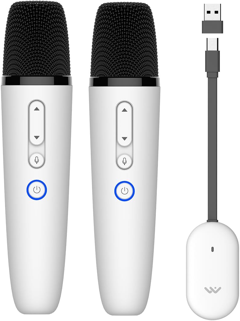 LvDonic Karaoke Microphone for Tesla Model Y/3/S/X, Car Karaoke Microphone with USB-A & USB C Connector Receiver for Tesla Cars, CaraokeMic for Tesla Works for All App, 2 Mics