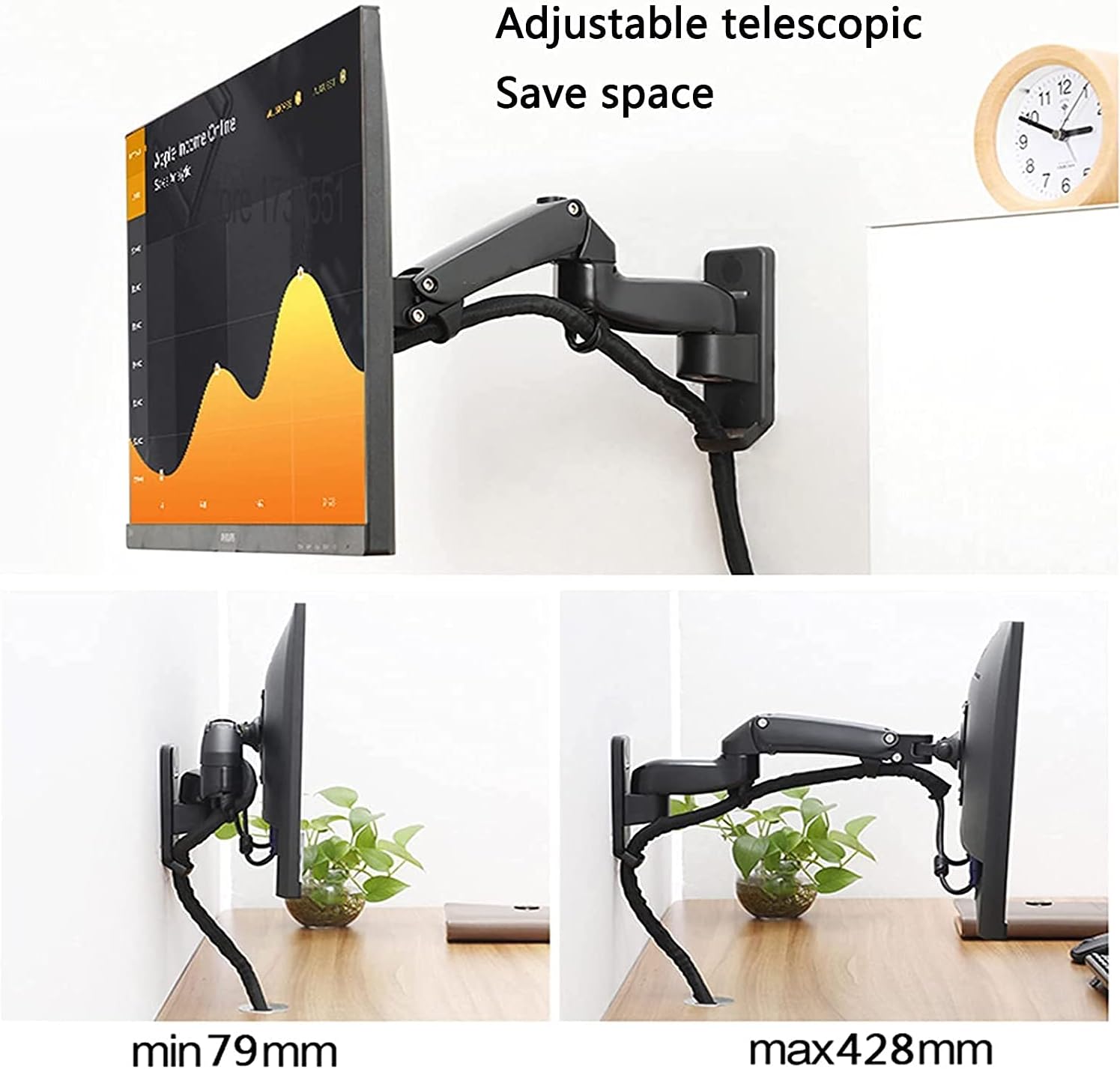 tv mounts Stands Tv Mount, Holds Up to 16kg, Full Motion TV Wall Mount, TV Wall Bracket with Aeroelastic Hovering and Lifting Function, for Most 40-50 Inch Flat&Curved TVs