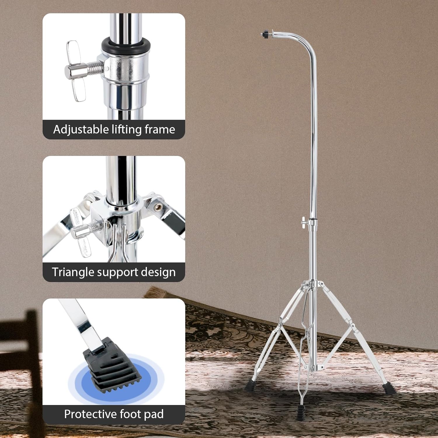 EASTROCK 25 Note Chimes Musical Instruments Percussion Instrument Single-row Chime Bar Chimes Percussion Height-Adjustable Stand Silver