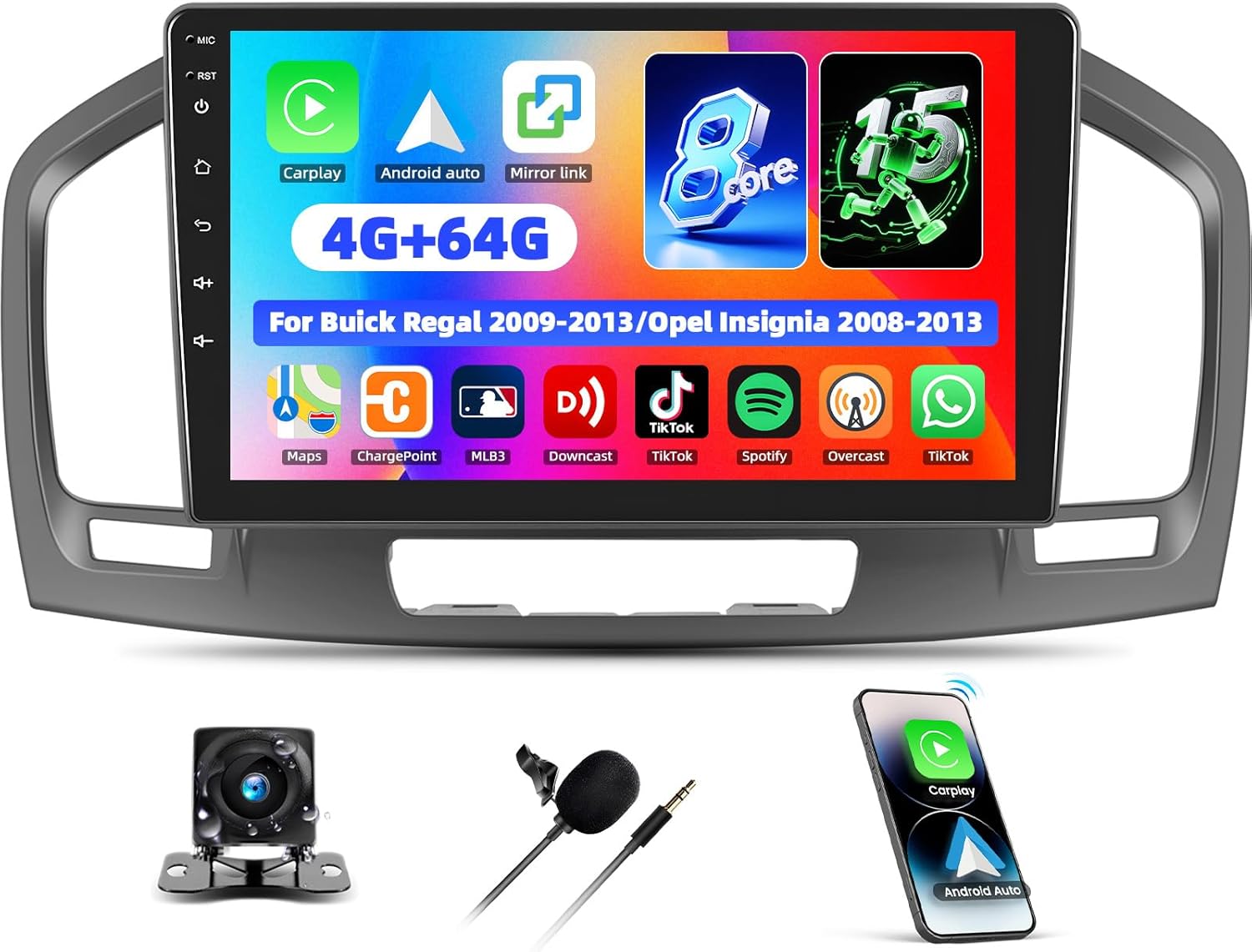 4G+64G 8 Core Android 13 Car Stereo for Buick Regal 2009-2013/Opel Insignia 2008-2013 9