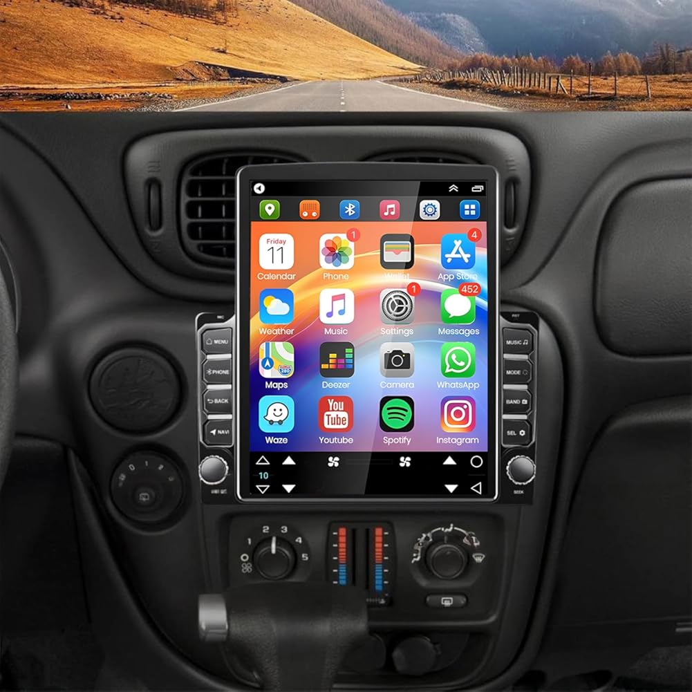 PHEZEN 9.7 inch Touchscreen 8core Car Stereo Fit for Chevy Trailblazer 2002-2009, Android 15 Car Radio with Carplay & Android Auto in-Dash Navigation BT Mirror Link WiFi Backup Camera 6+128G