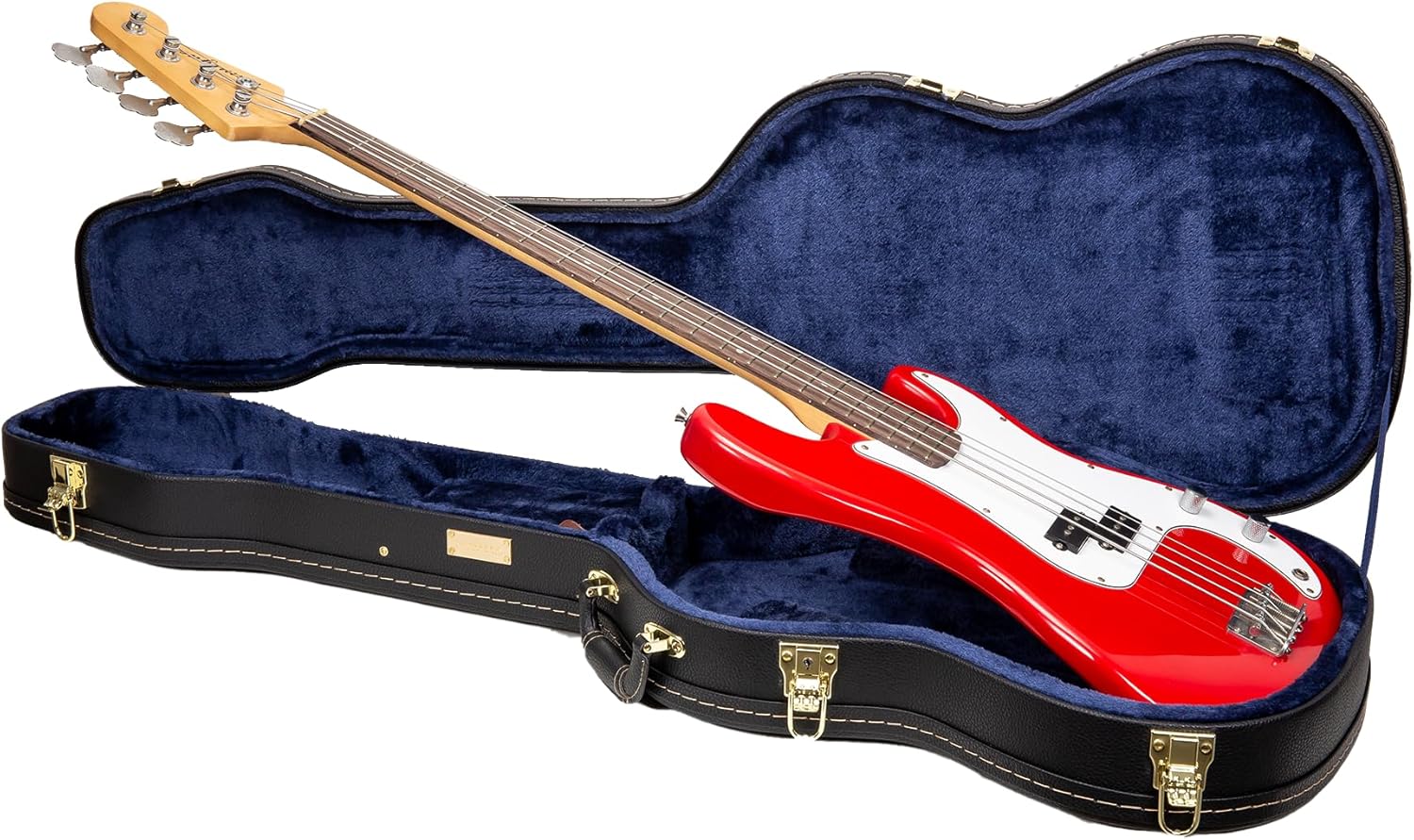 Crossrock Wood Case fits right-hand Precision Bass Style Guitars-Black(CRW620PBBK)