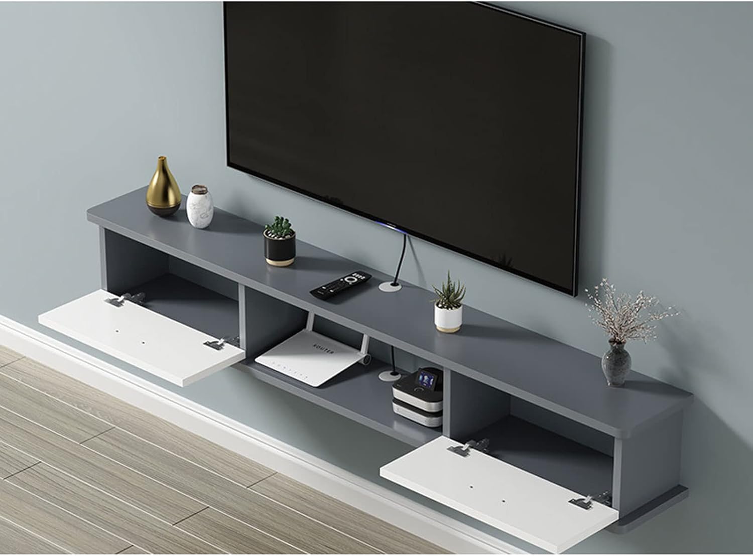 Wall Mounted TV Cabinet Floating Shelf Wall Shelf TV Stand Multimedia Storage Shelf Display Shelf Bedroom Living Room Office Media Room TV Board Wall Mount Corner Shelves Utility Shelve