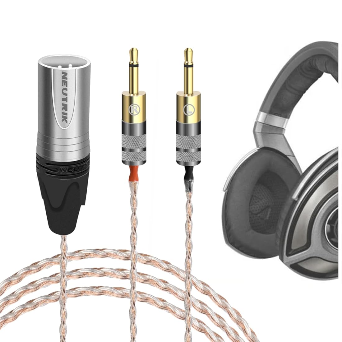 GEEKRIA Apollo 6NOCC Upgrade Cable Compatible with Sennheiser HD700, Dual 2.5mm to XLR Balanced Audio Cord, Hi-Res Audiophile Headphones Replacement (4.9ft / 1.5m)