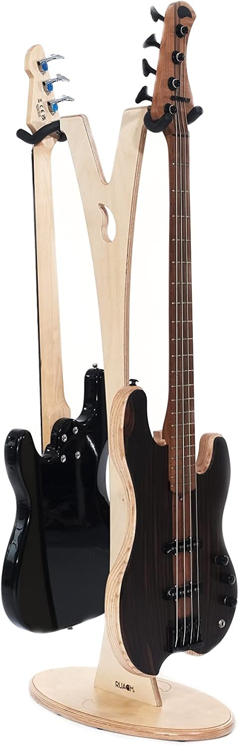 Ruach GS-2 Dual Bass, Acoustic and Electric Wooden Guitar Stand - Birch