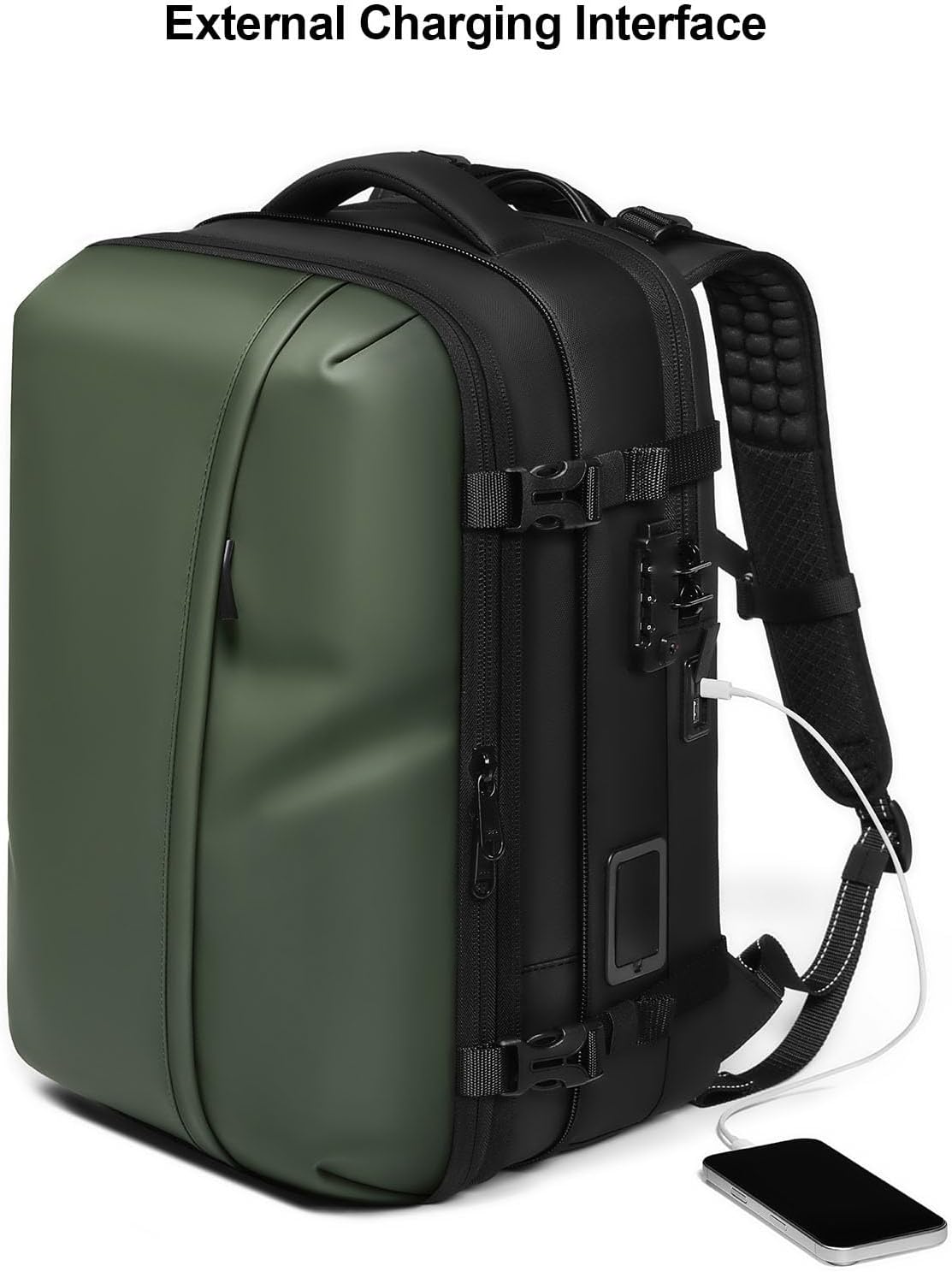 Vacuum Seal Backpack, 25L - 60L Expandable Carry On Compression Backpack with Lock, Travel Vacuum Storage Bags Backpacks for Short Trip Business (OD Green)