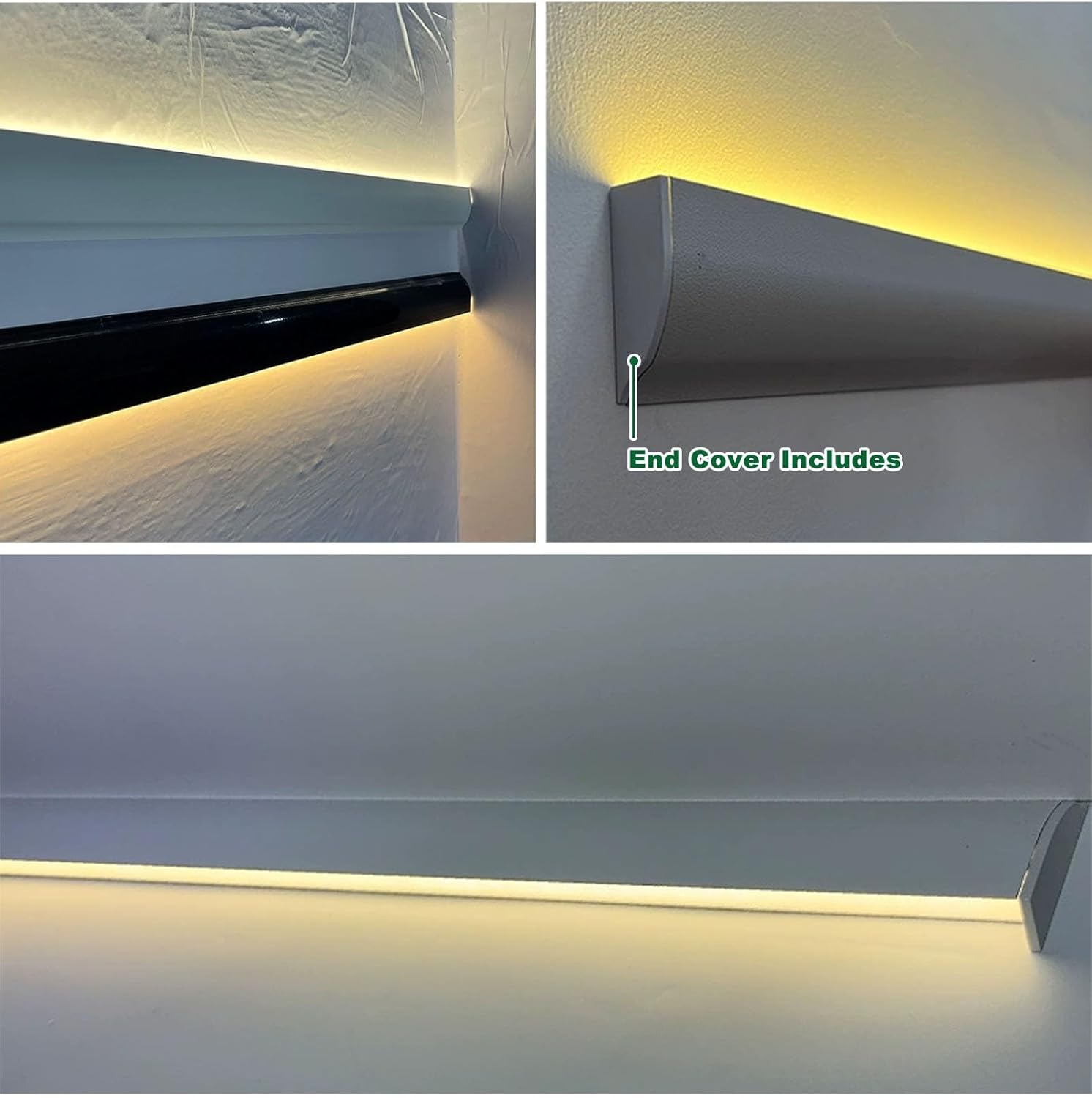 Wall Mount LED Strip Channel for Indirect Lighting, Wall/Ceiling Cornice Crown Moulding LED Diffuser Channel, Indoor Outdoor Waterproof LED Coving(White,3meters(9.8ft))