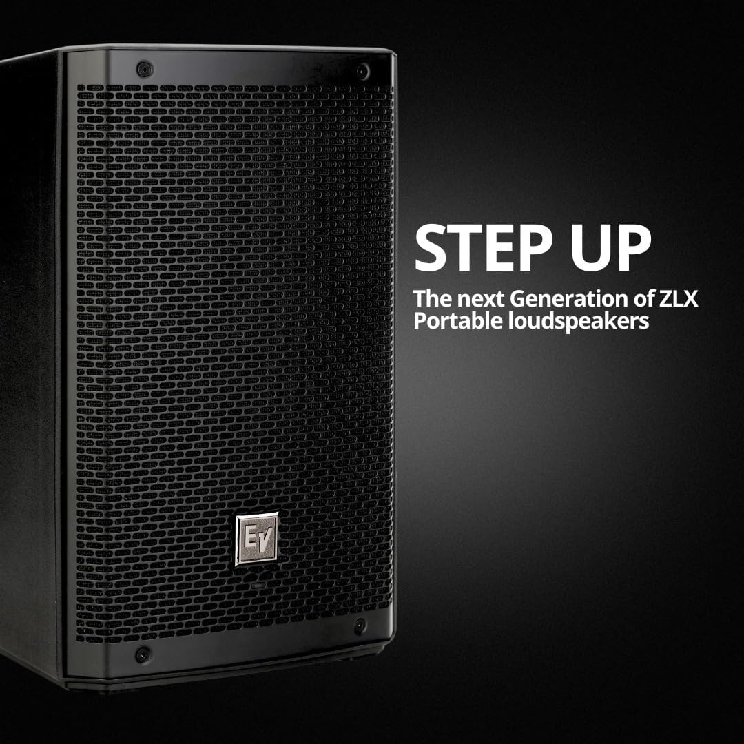 Electro-Voice ZLX-8P-G2 8-Inch 2-Way Powered Loudspeaker with Bluetooth (Black, 2-Pack) Bundle with All-Aluminum Speaker Stand Pack and 25-Feet XLR Male to Female Microphone Cable (2-Pack) (5 Items)