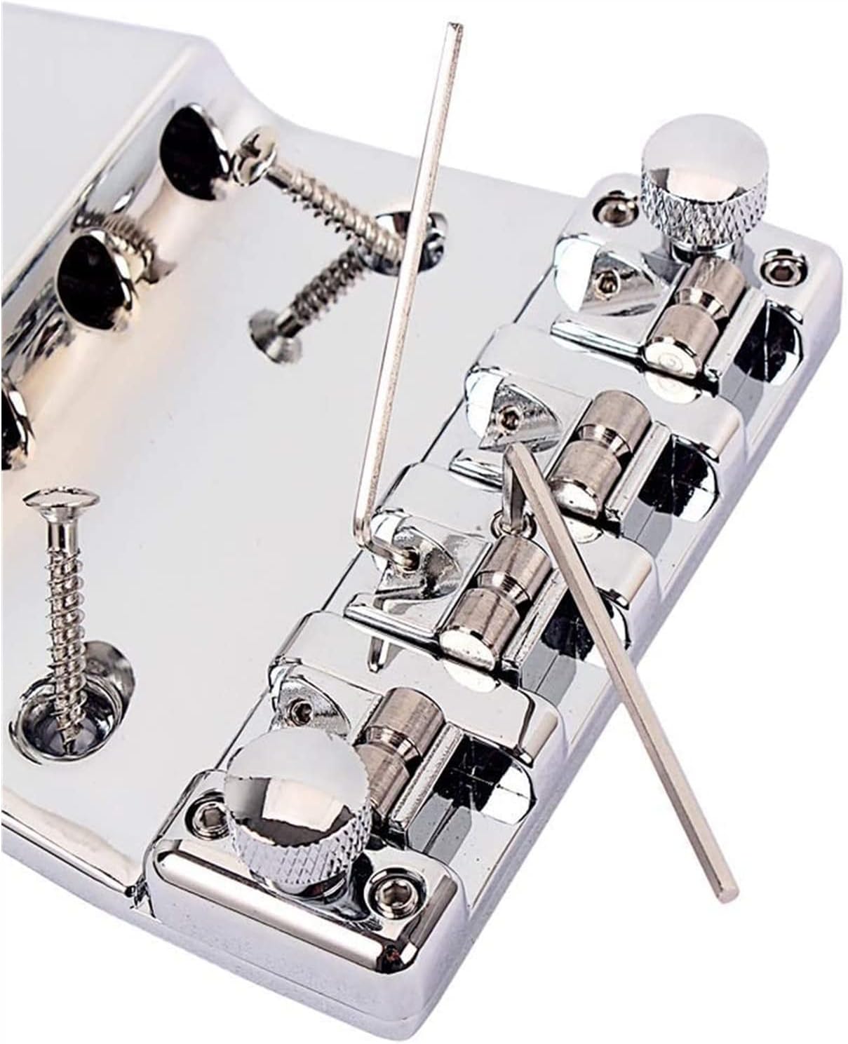 Fixed Bass Guitar Bridge 4 String with Tool Set Hardtail Saddle Bridge Guitar Parts Electric Guitar Bridge