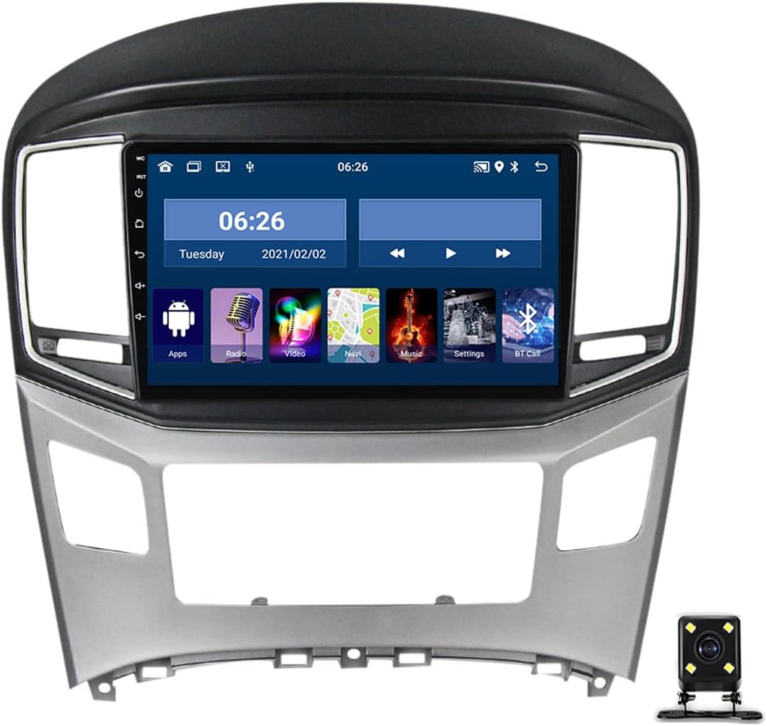 Double Din Car Stereo with Bluetooth, Carplay, Android Auto, Steering Wheel Controls, Backup Camera, 9 Inch Touch Screen, FM Car Radio Receiver for Hyundai H1 2017-2018