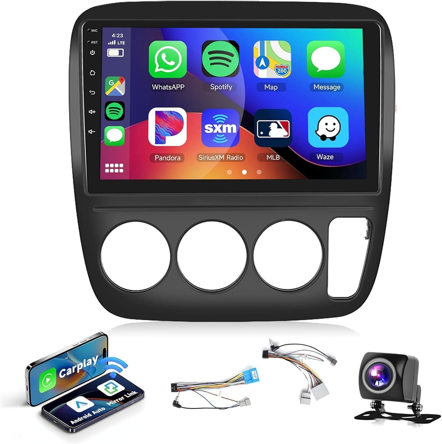 DSP Android Car Stereo for Honda CRV 1997 1998 1999 2000 2001 Manual A/C Radio with Wireless CarPlay Android Auto, 9inch Touchscreen 26UIs Bluetooth GPS Chip WiFi SWC USB AHD Backup Camera 2G+32G