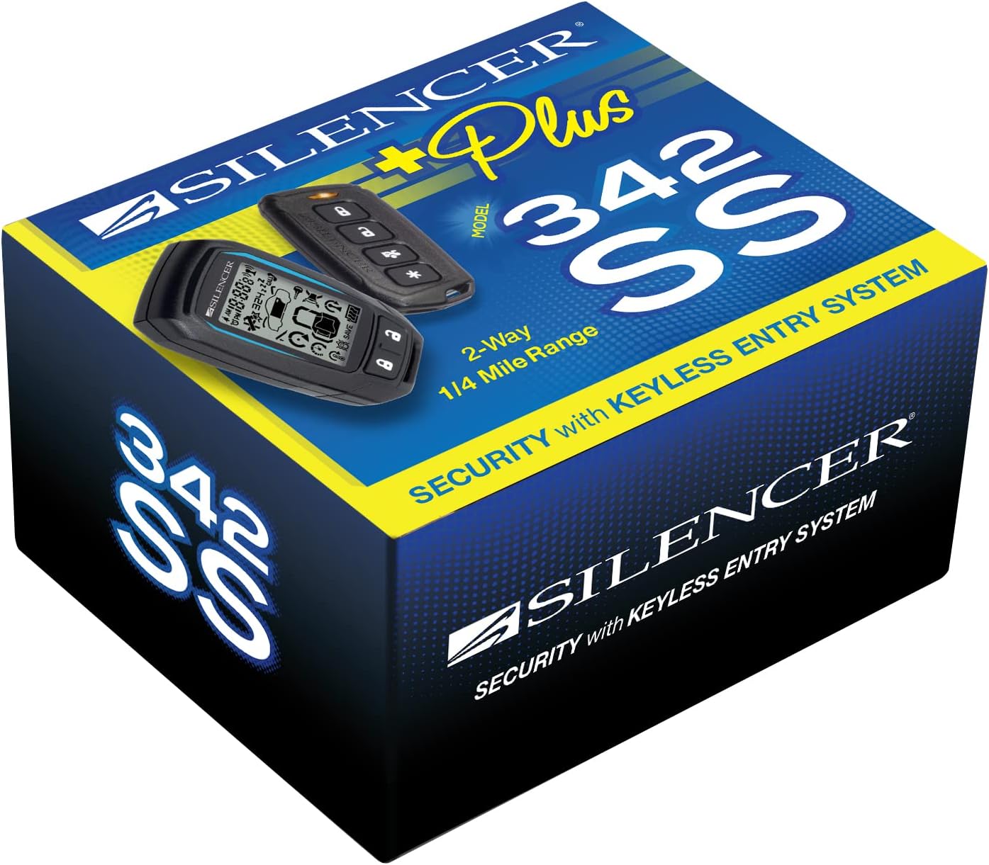 Silencer 342SS Extended 2 Way Security with Keyless Entry System 1500 ft Range, Black