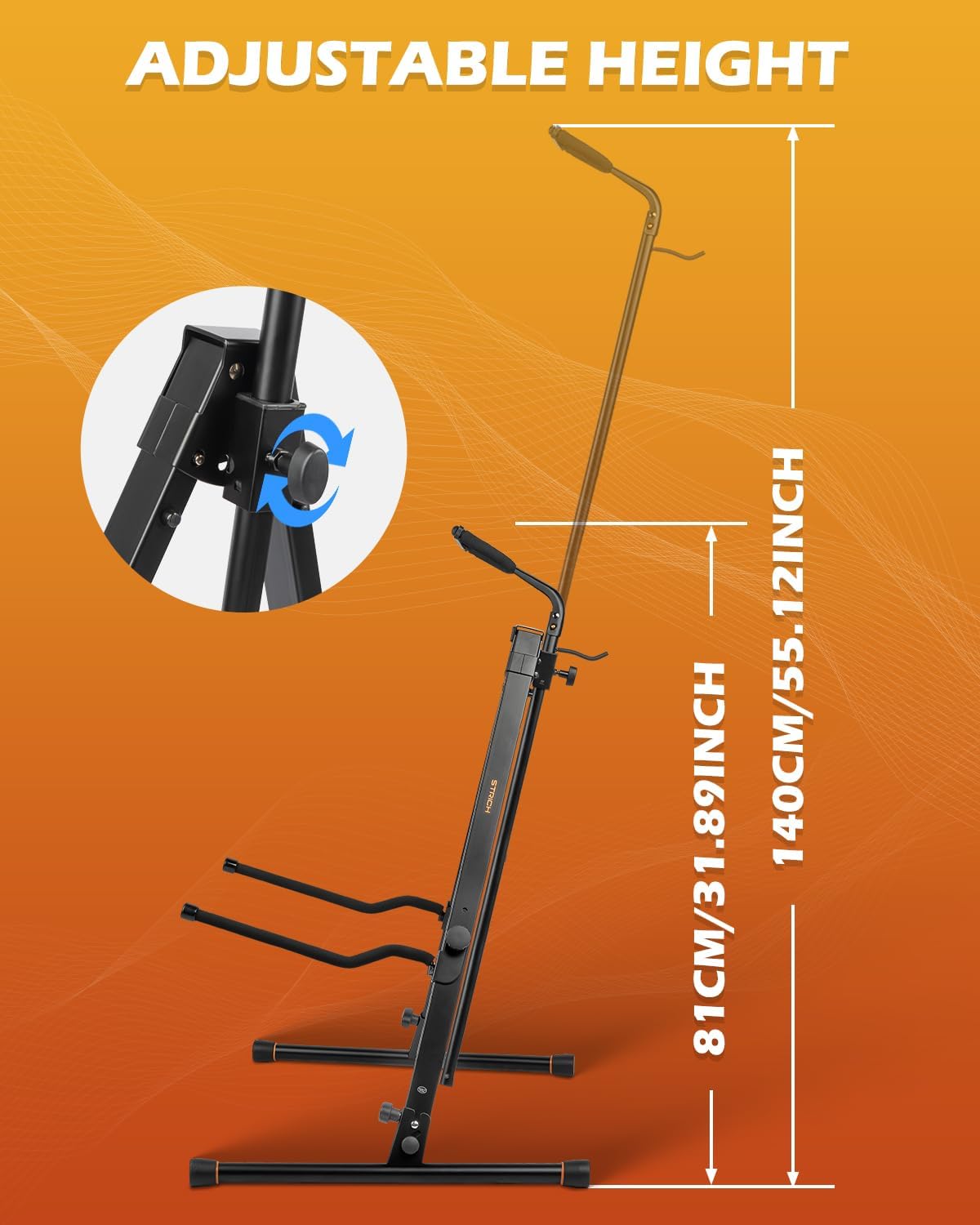 STRICH Adjustable Cello Stand with Bow Hook,Sturdy and 1/2 & 1/4 Double Bass,Contrabass,Bass,Fiddle,Floor Steel Holder for Home Studio Churches Display Travel Performance,SCS-10