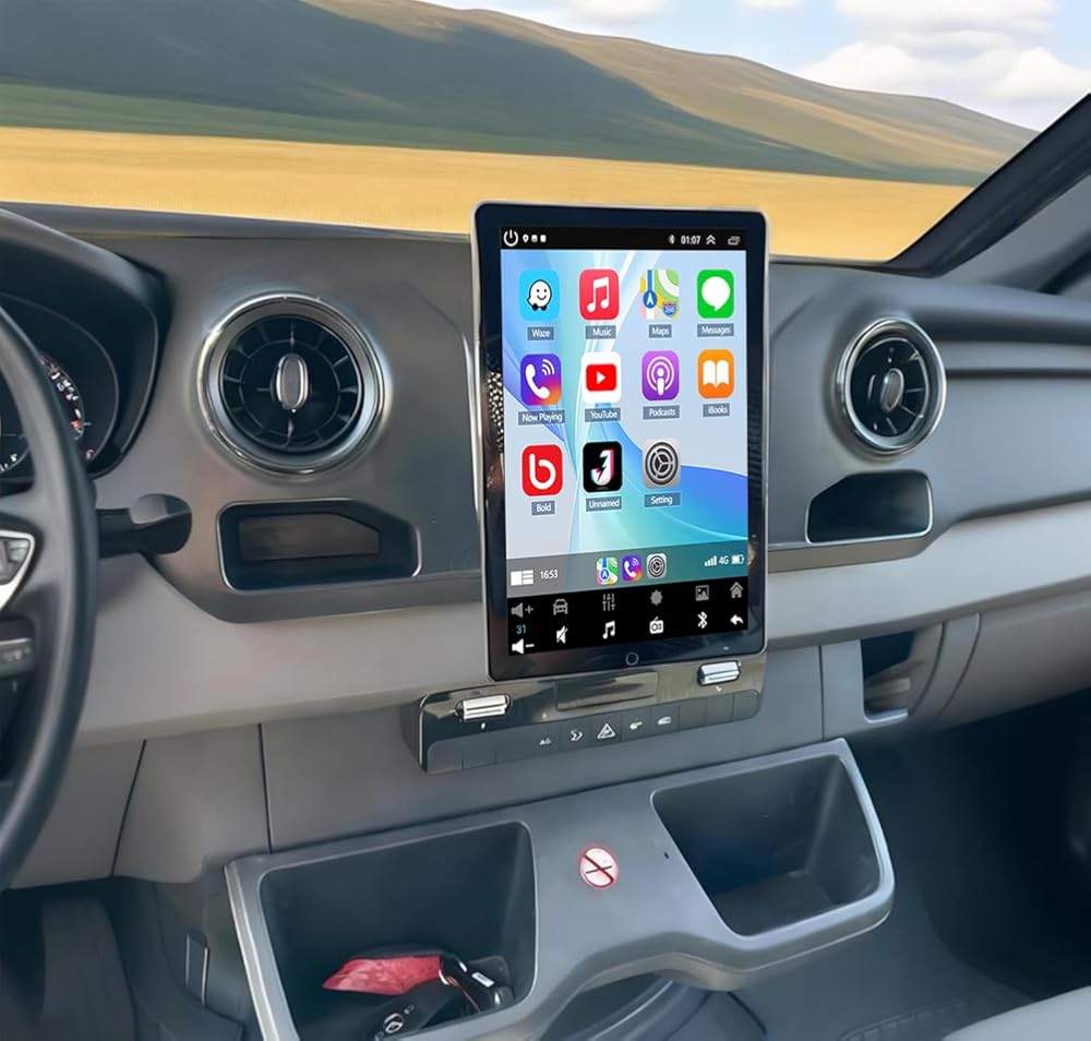 4+64G Double Din Radio Rotated Stereo for Mercedes Benz Sprinter 2018-2022 with Wireless Carplay & Android Auto,10 Inch Car Audio Receiver GPS Navigation Unit with Bluetooth Head Unit WiFi SWC