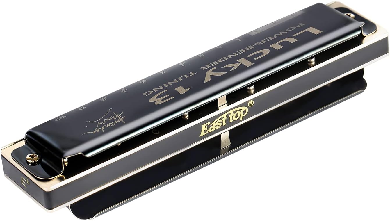 East top Lucky 13 Bass Plus Blues Harmonica 13 Holes Diatonic Harp Mouth Organ Professional Musical Instruments PowerBender Eb key for Adults