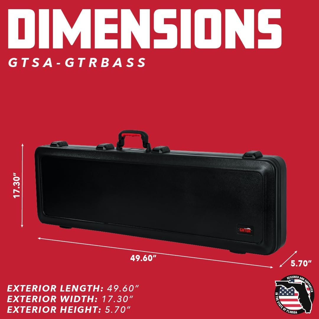 Gator Cases Molded Flight Case for Bass Guitar with TSA Approved Locking Latch, (GTSA-GTRBASS)