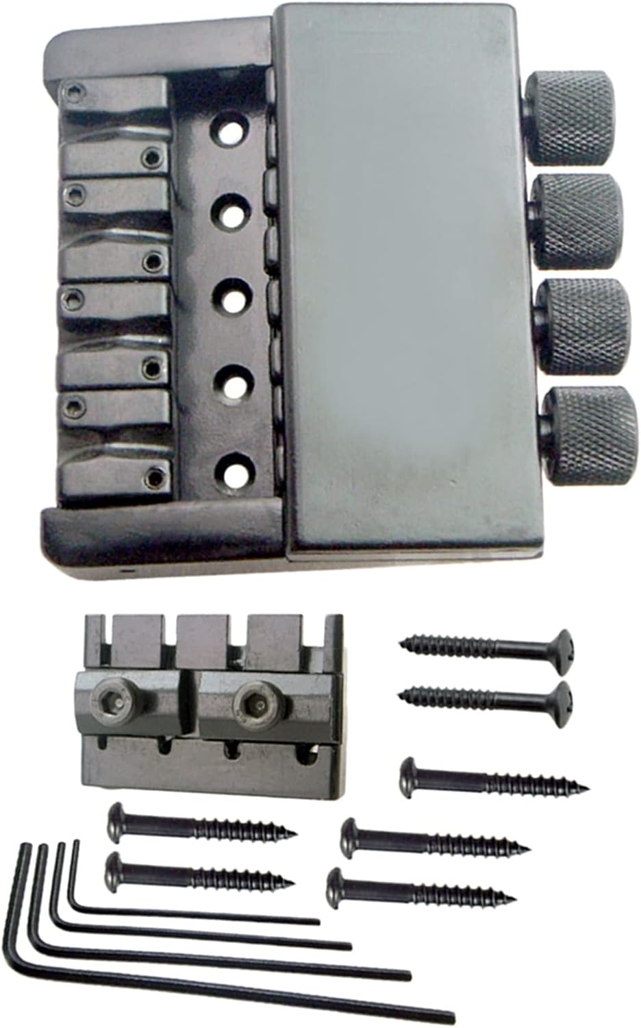 Guitar Bridge System Set Black 4 Strings Tailpiece Bridge Headless Electric Bass System Accessory