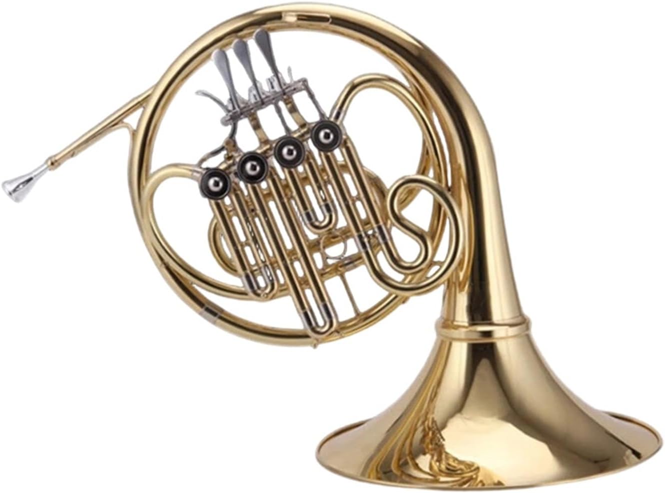 4 Key French Horn French Horn Instrument Single Row Four Keys In B Flat Tuning Double Row In F Tuning Lacquered Gold(Single Row)