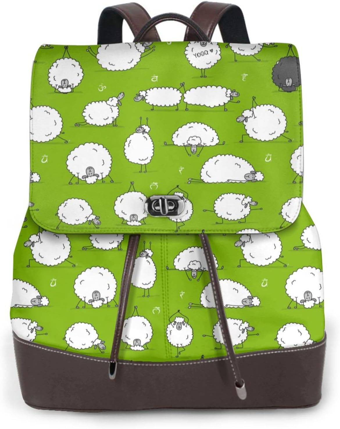 Funny Sheep Doing Yoga for Womens Backpack Purse Microfiber PU Anti-theft Large Fashion Designer Travel Bag Ladies Shoulder Bags