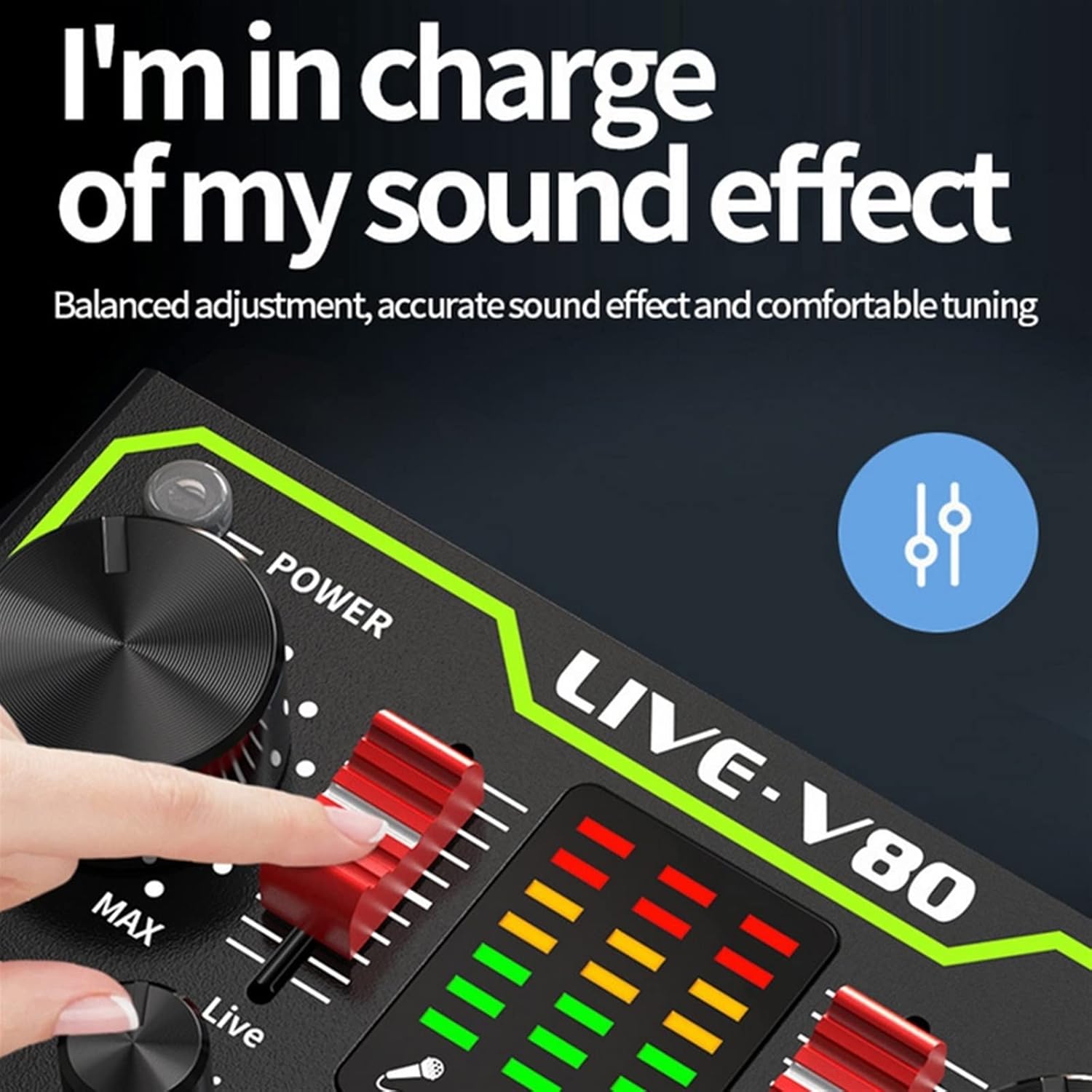 Professional Audio Mixer, Music Recording Audio Gaming Voice Changer Real Time Live Sound Card Multiple Effects Mixer Board with LED Light Chorus Mode