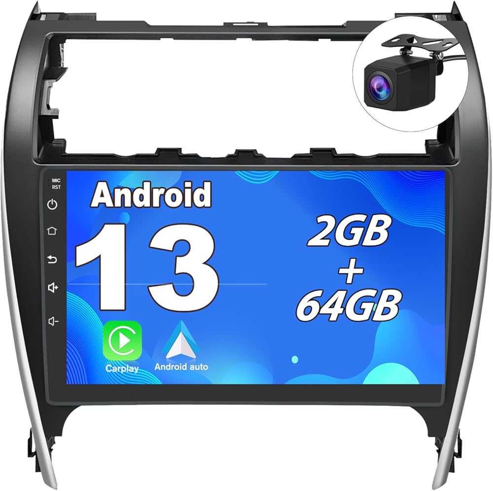 Car Radio Stereo for Toyota Camry 2012-2015 Android 13 2GB+64GB Radio Upgrade Replacement 10 Inch Touchscreen Head Unit with CarPlay Android Auto with Bluetooth/GPS/FM/AM/BackCamera/29 Themes
