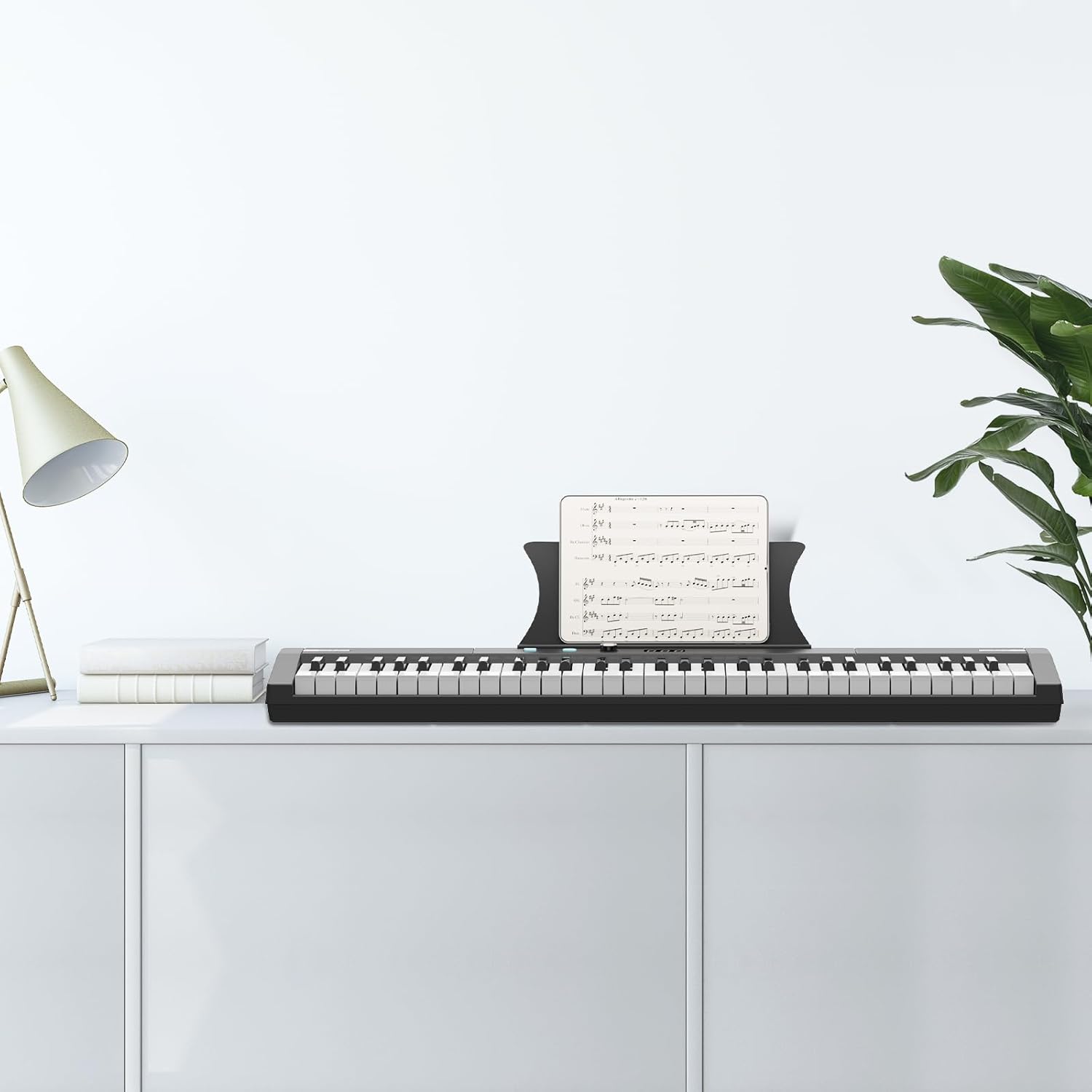 61 Key Keyboard Piano, Protable Electric Semi-Weighted Piano Keyboard for Beginner/Professional, Kids Keyboard Piano with Power Supply, Pedal,Built In Speakers(Without Stand)