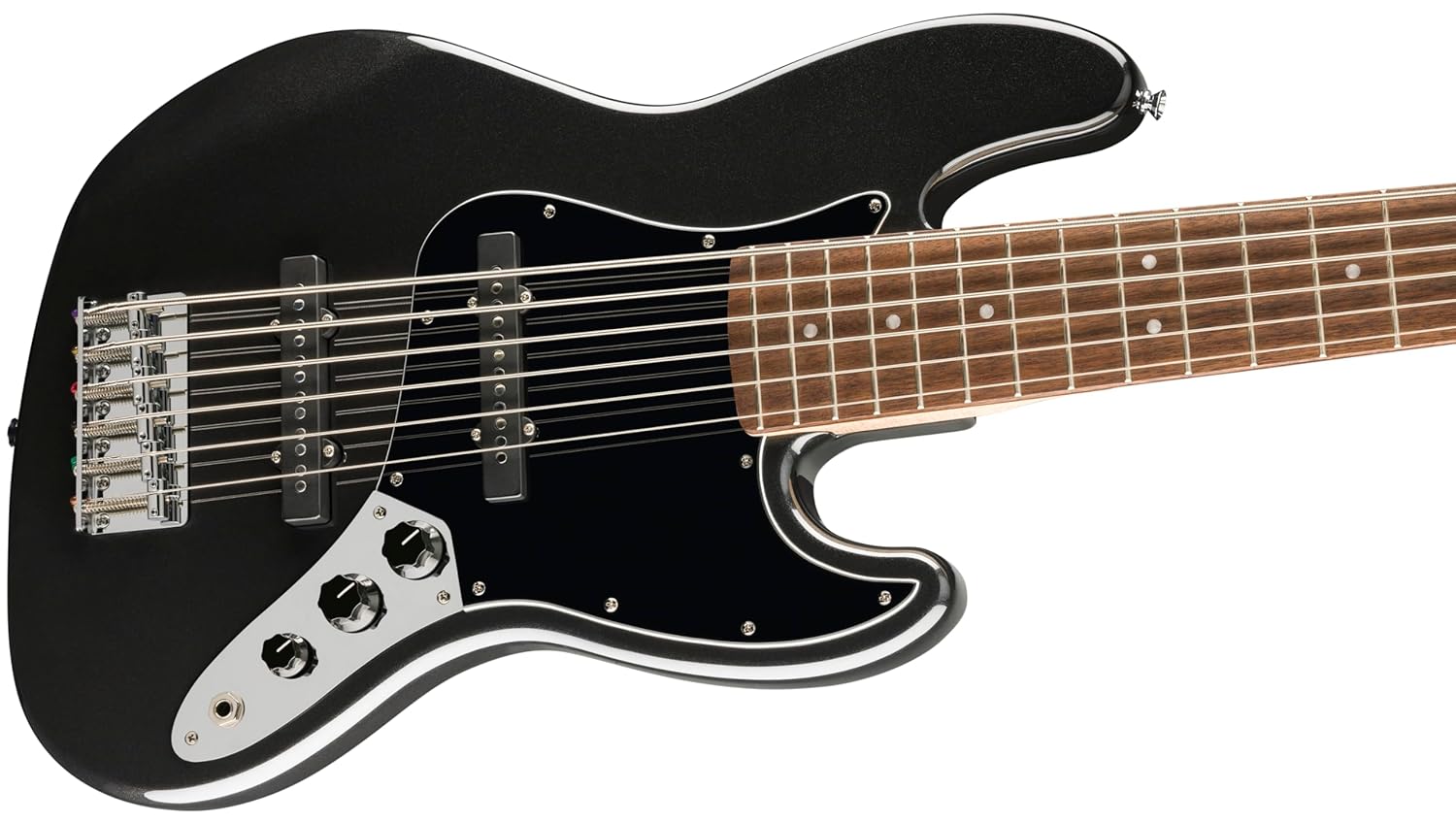 Affinity Series Jazz Bass VI, Laurel Fingerboard, Black Pickguard, Black Metallic