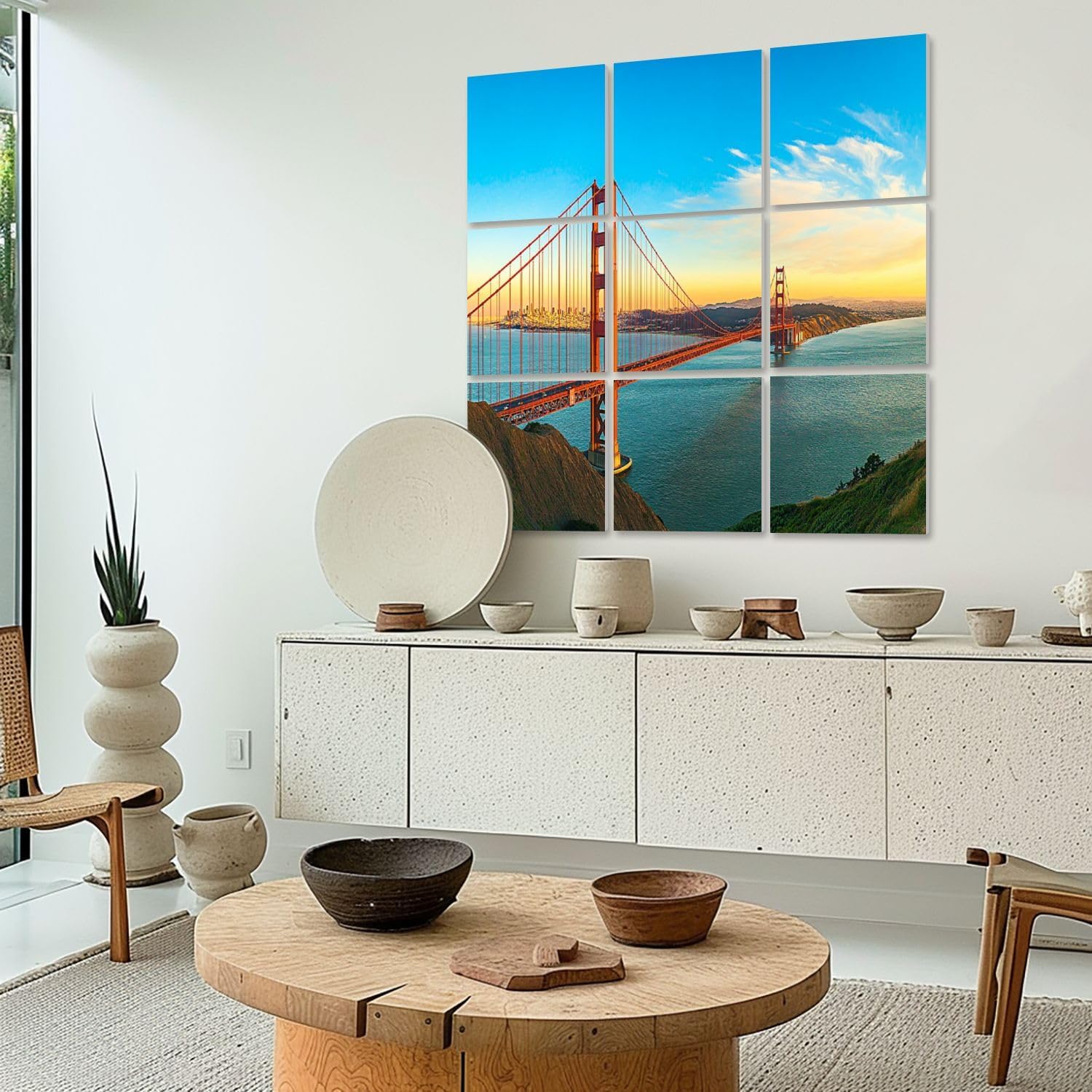 Art Acoustic Panels Self Adhesive bridge San Francisco 9 Packs Decorative Soundproof Wall Panels Large Sound Absorbing Panels for Home Office 60