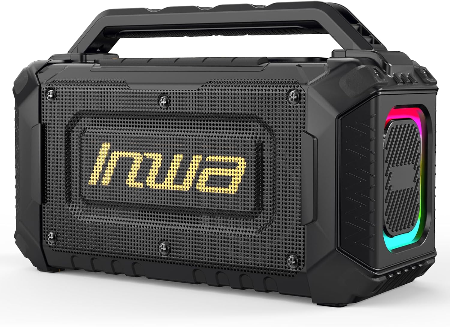 Inwa Portable Bluetooth Speakers Compatible with DeWalt 20V/FLEXVOLT & Milwaukee M18 Battery, 60W Outdoor Jobsite Wireless Speakers, Loud Boombox with RGB Lights & Aux for Work/Workshop/Garage(Black)
