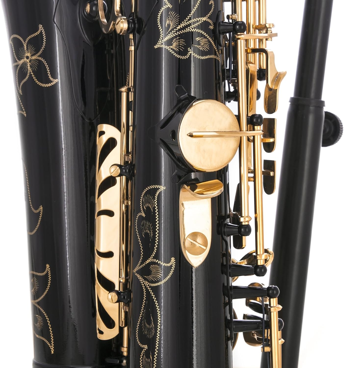 Glory Black/Gold B Flat Tenor Saxophone with Case,10pc Reeds,Mouth Piece,Screw Driver,Nipper. A pair of gloves, Soft Cleaning Cloth