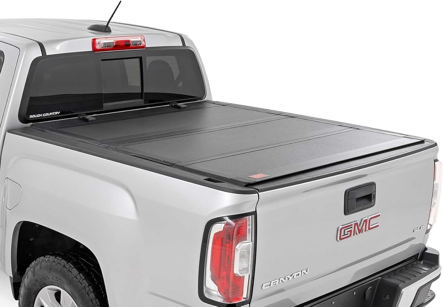 Rough Country Hard Tri-Fold Truck Bed Tonneau Cover for Chevy Colorado & GMC Canyon (2015-2026) - Aluminum Flip-Up Folding Bed Cover, Fits 5' (60