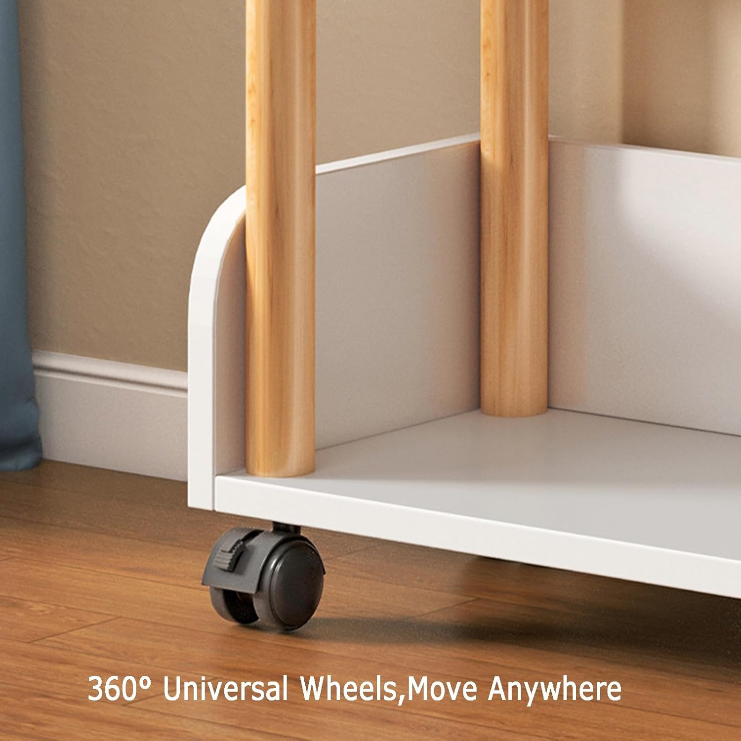 4/5 Cube Bookshelf, Simple Mobile Bookshelf, Multi-Layer Home Desk with Wheels, Suitable for Living Room, Study Room, Reading Corner (Warm White)(60 X 24 X 106cm) ()