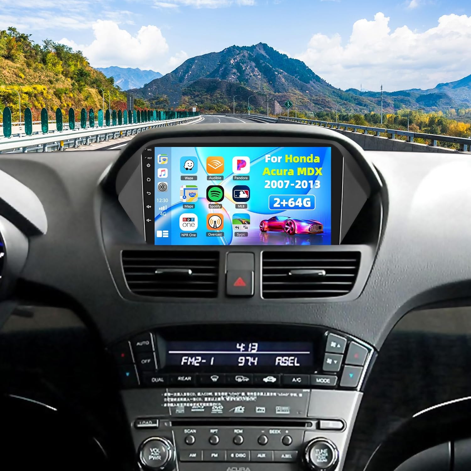 2+64G Android 13 Car Stereo for Honda Acura MDX 2007-2013 with Wireless Carplay Android Auto,9