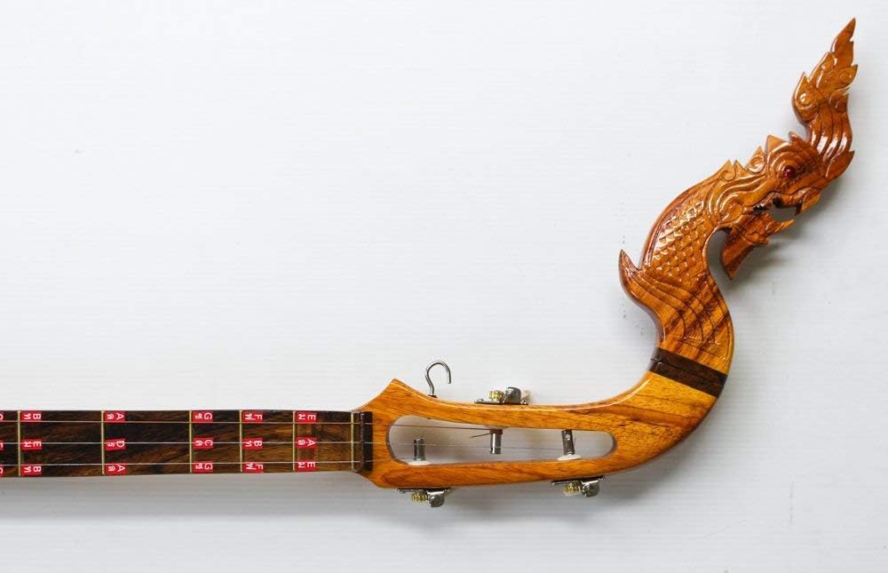 Isarn Acoustic Phin 3 Strings, Thai Lao Guitar Musical Instrument Traditional Thai Musical Pin 01-1