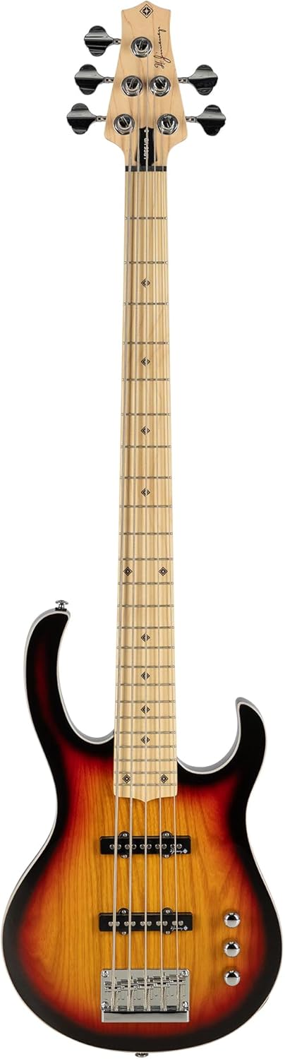 H. Jimenez 5 String Glossy Vintage Burst Bass Guitar With Deluxe Padded Gig Bag (LBS5-VB)