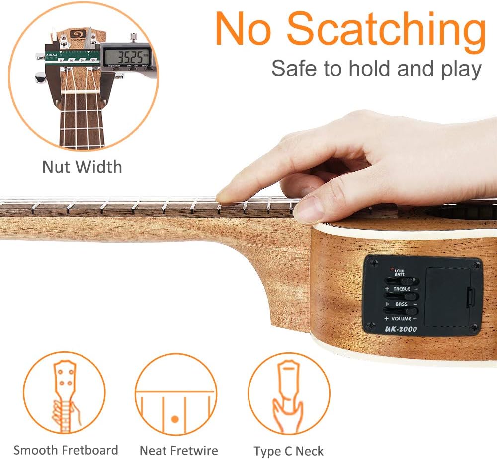 Tenor Ukulele, Acoustic Electric Ukelele 26 inch Uke Mahogany Ukulele Professional Set with Equalizer Starter Kit (Gig Bag, Picks, Straps, Strings, Cleaning Cloth, Getting Started Manual) by Vangoa