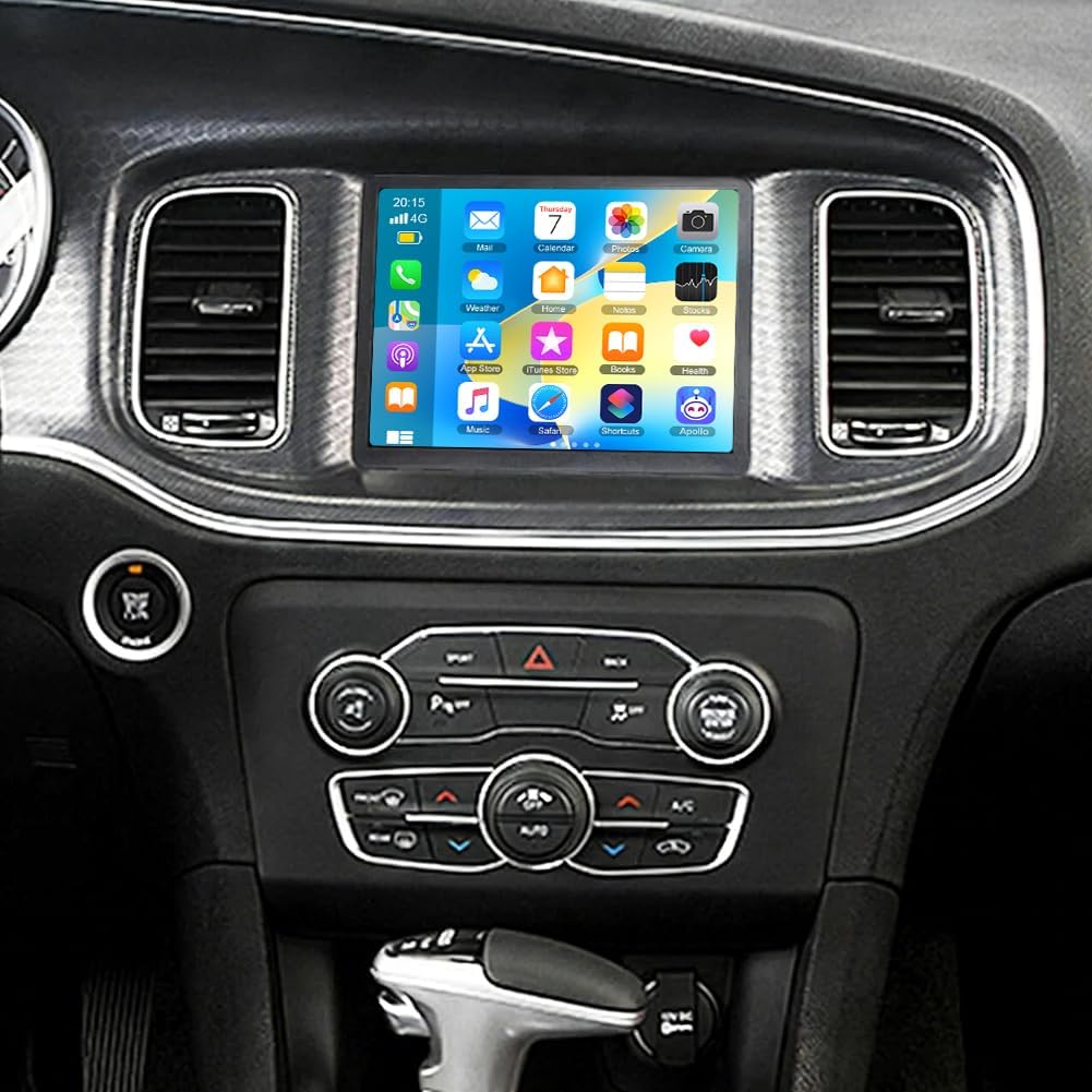 Android 14 Car Stereo for Dodge Challenger 2015-2017,8.4 Inch Double Din Car Radio with Carplay & Android Auto, in-Dash Navigation Radio with BT Mirror Link WiFi FM Radio & Backup Camera-4+64G