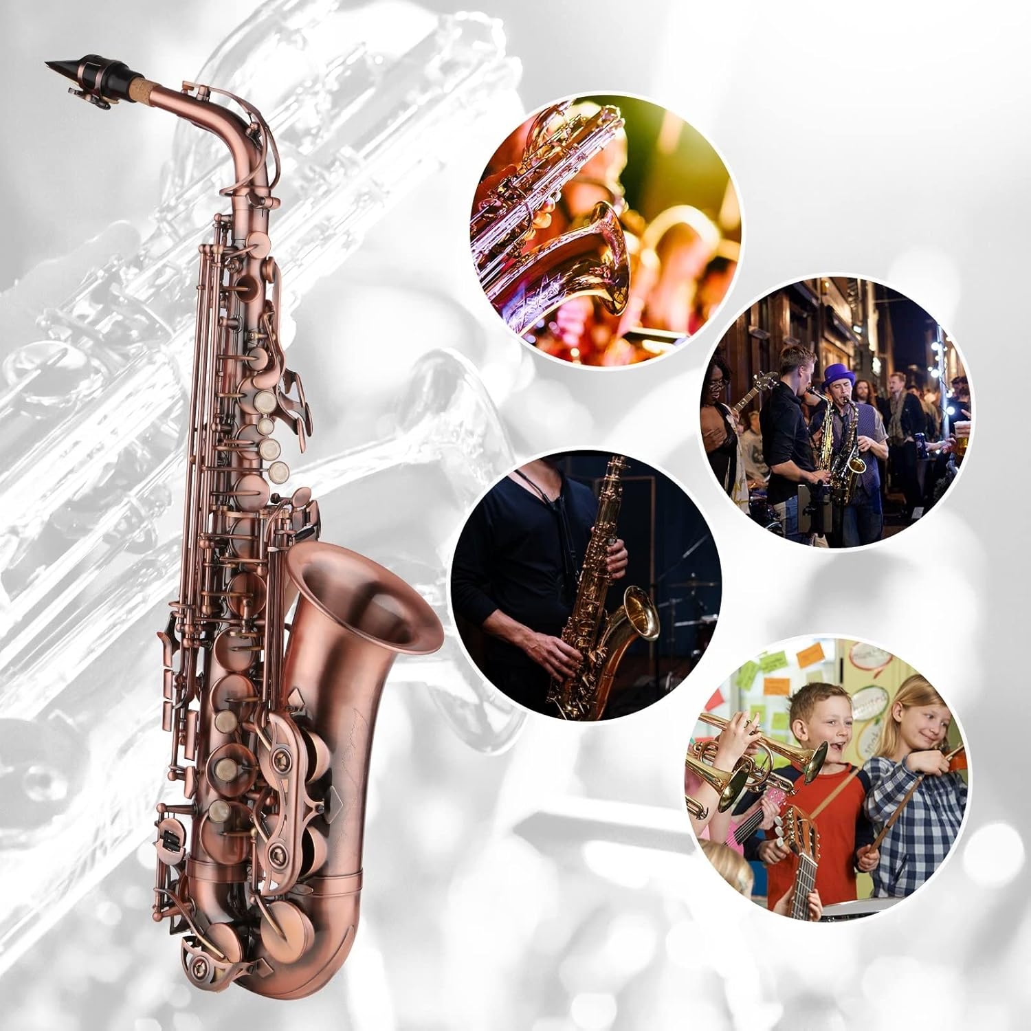 EB Saxophone Brass Material Woodwind Instrument with Case Cleaning Cloth Brush Sax Strap Mouthpiece