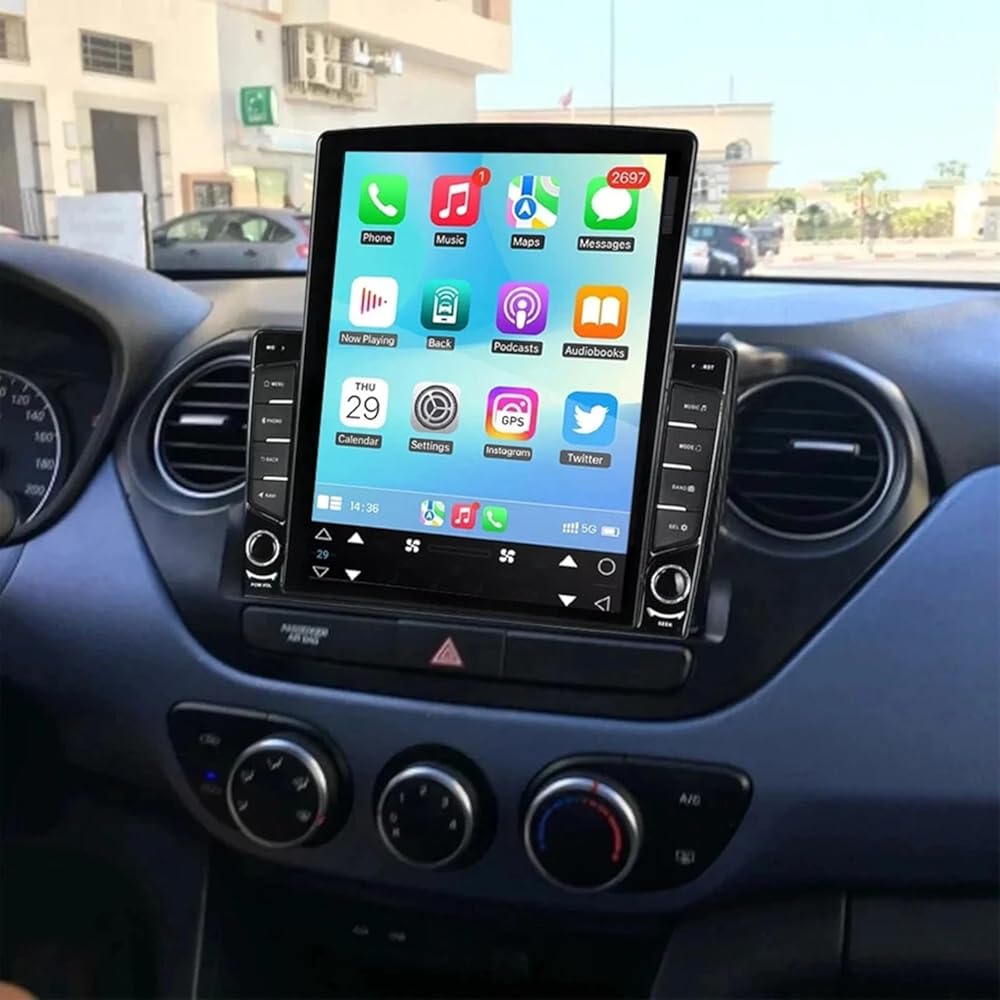 9.7 inch Touchscreen Car Stereo for Hyundai i10 2014-2019, Android 15 Double Din Car Radio with Carplay & Android Auto in-Dash Navigation BT Mirror Link WiFi Backup Camera 4+64G