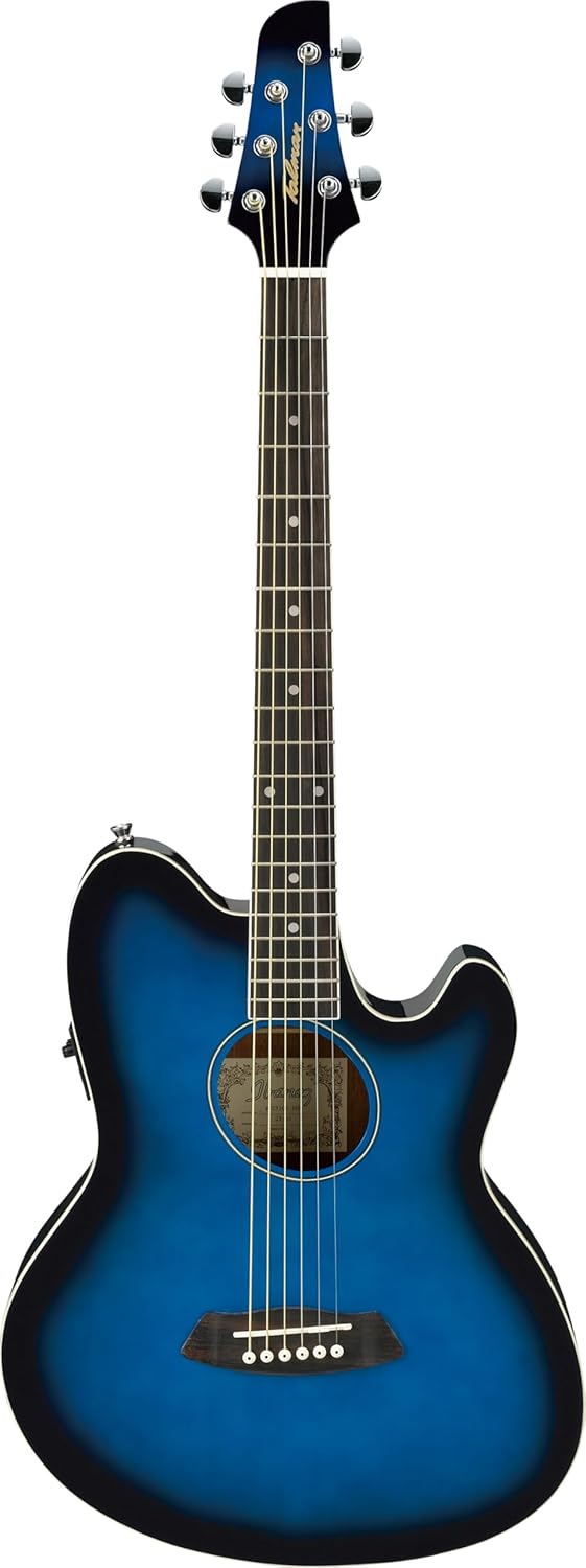 Ibanez TCY10E Talman Acoustic-Electric Guitar - Transparent Blue Sunburst Bundle with Gig Bag, Tuner, Strap, D'Addario Strings, Picks, Austin Bazaar Instructional DVD, and Polishing Cloth