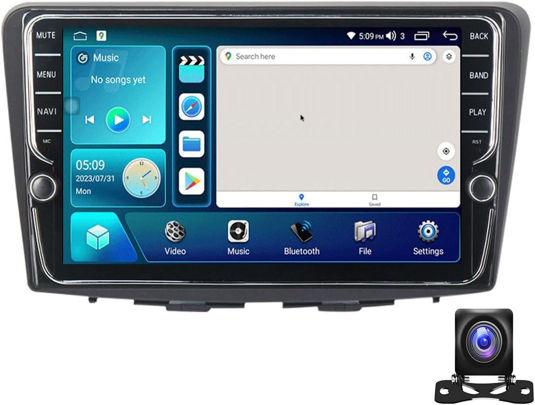 Double Din Car Stereo Bluetooth MP5 Player with Carplay/Auto, 9 Inch Touchscreen Radio Receiver with AHD Backup Camera, Compatible with Suzuki Baleno 2015~2018 Support 4G/SWC/DSP,K100S