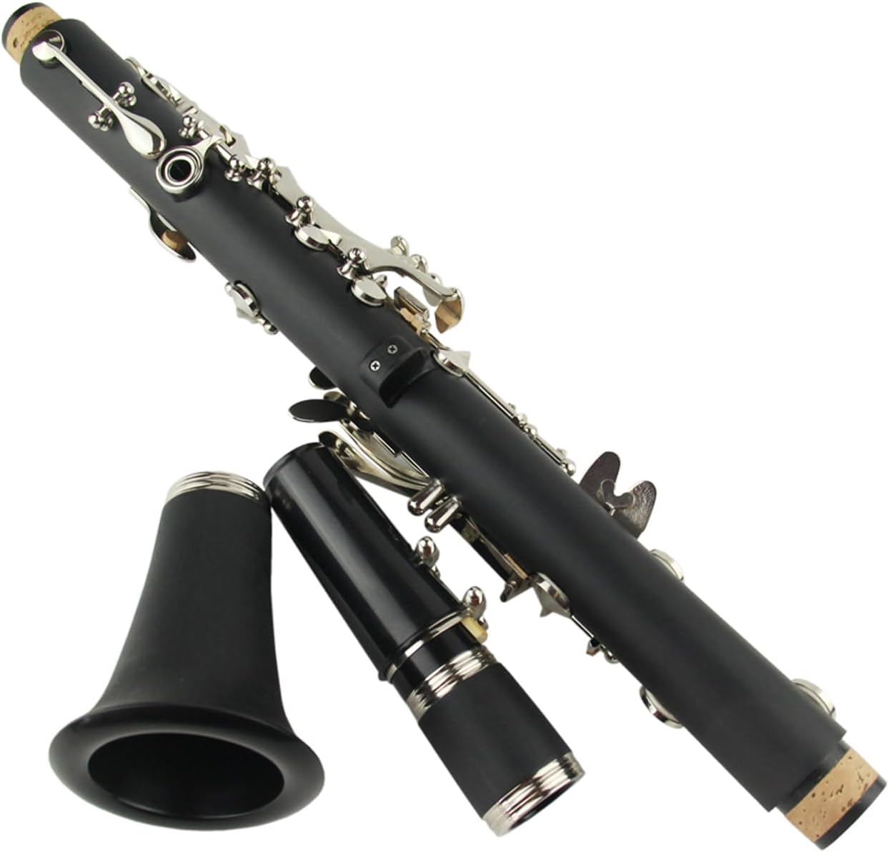 Profession Clarinet Eb Keys Bakelite Nickel Plated Wind instrument with Screwdriver Soft Cleaning Cloth Mouthpiece Reed and Cap case Suitable for professionals and beginners (Eb tone)