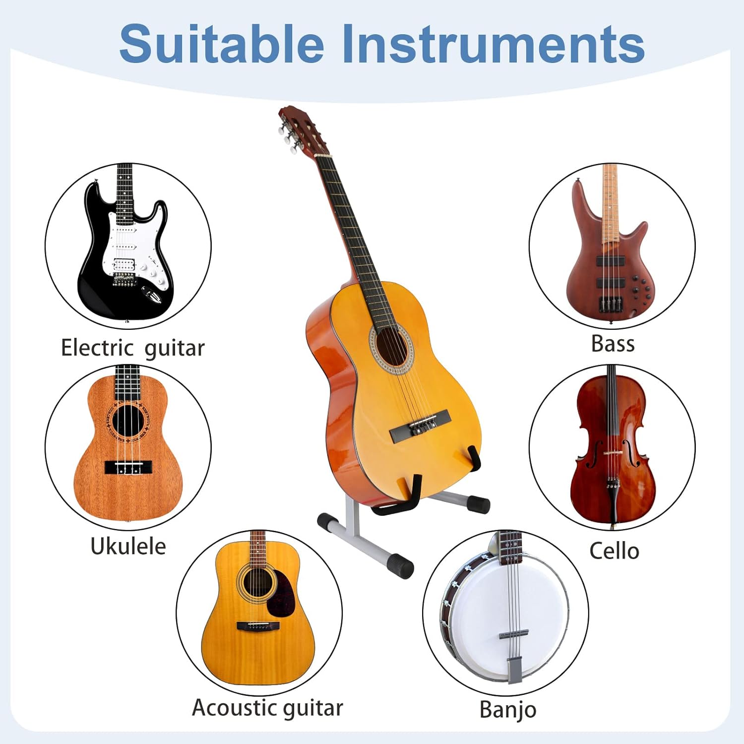 EASTROCK 39 inch Full-Size Electric Guitar Kit Guitar Stand Professional Portable，Gray