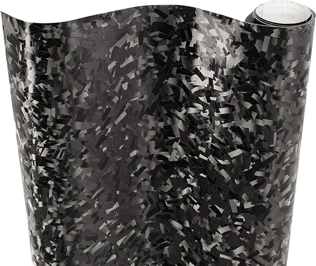 VViViD+ Forged Composite Carbon Patternless Car Vinyl Wrap Roll (10ft x 5ft, Black)