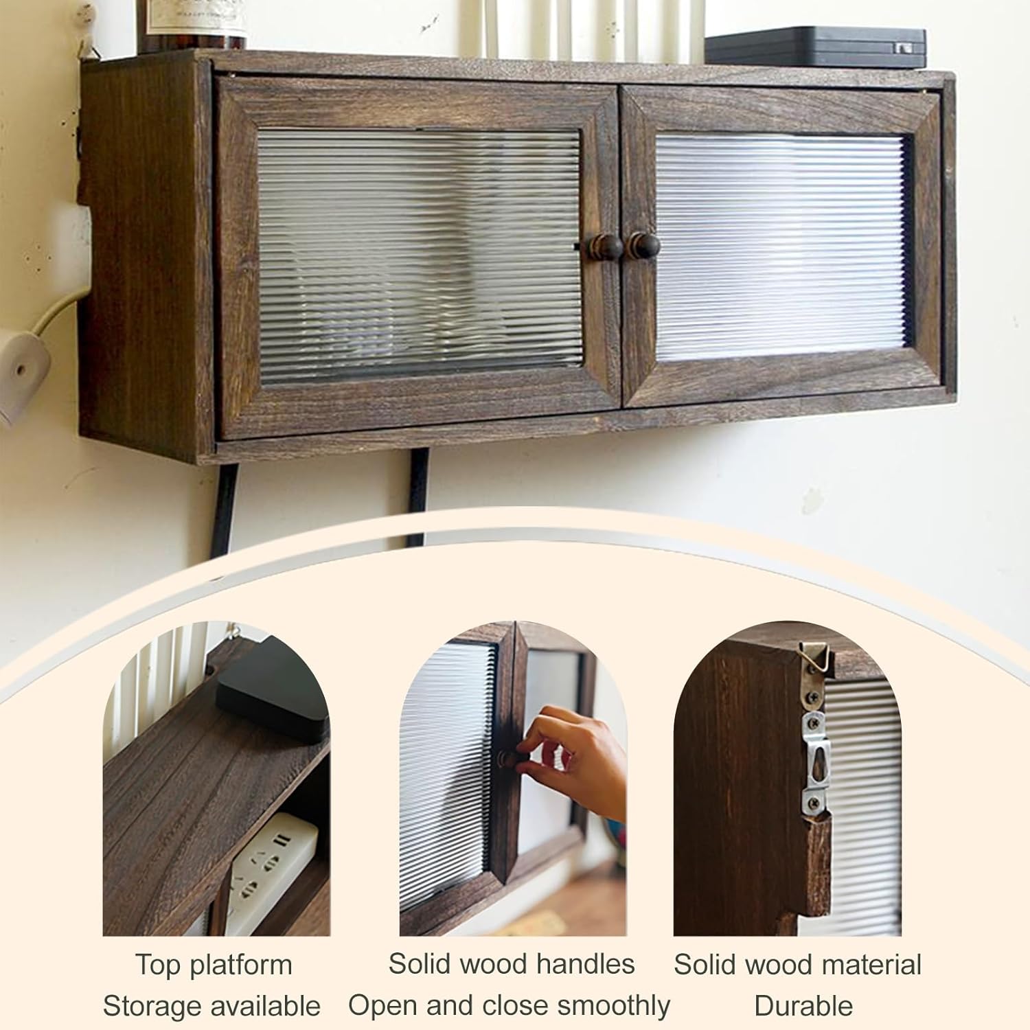 Wall Mount WiFi Router Storage Box, WiFi Router Hidden Box, Power Strip Cable Management Hider Rack by Solid Wood, Ideal for Home and Office Use(Wood,50x15x20cm/20x6x8in)