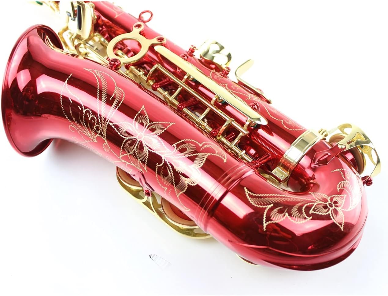 Sax Beginners Kit EB Tune Alto Saxophone Bright Red Gold Lacquer E Flat Alto Sax Musical Instrument with Nylon Box Wind Instrument