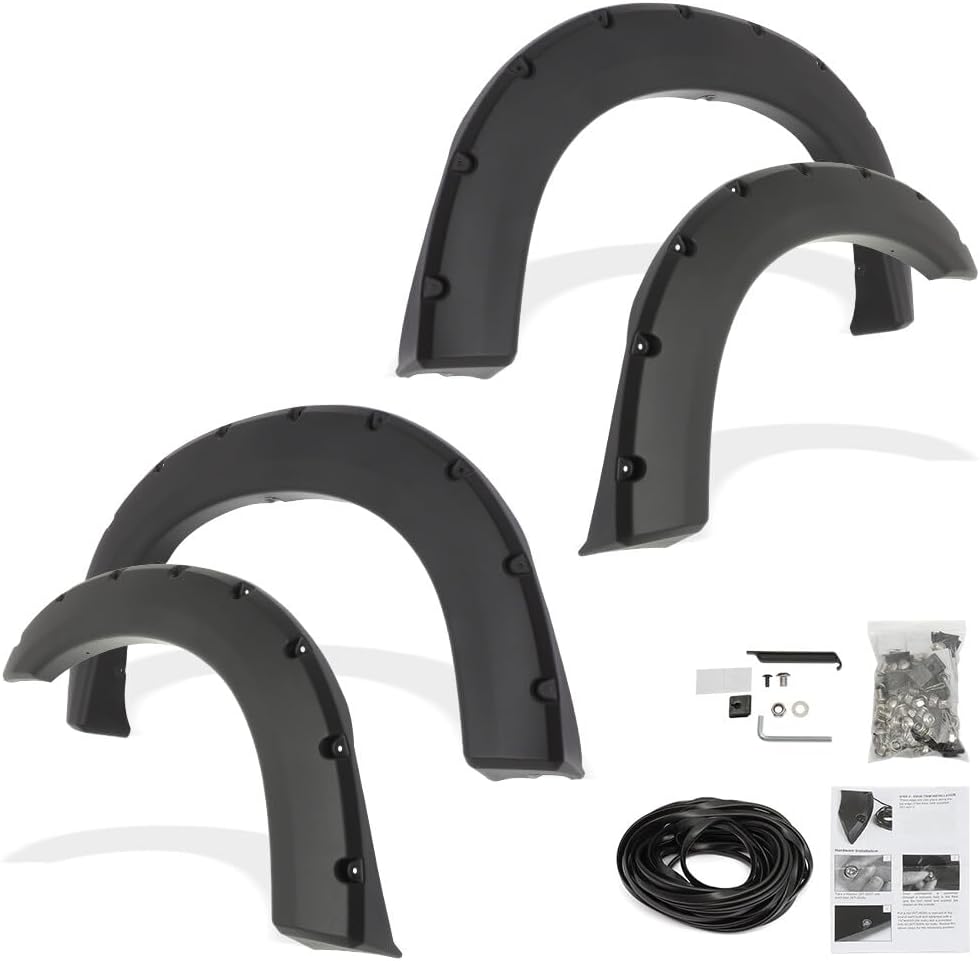 ECCPP PP Pocket Rivet Bolt Style Fender Flares Fits For 1999-2007 For Ford F250 F350 Super Duty With Rubber Edge Trim Hardware Kit Automotive Exterior Accessories